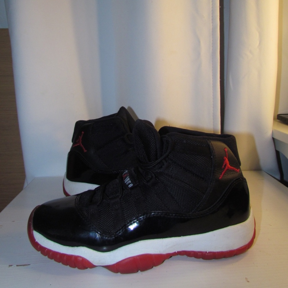 Youth Jordan Black and Red Classic Sneakers